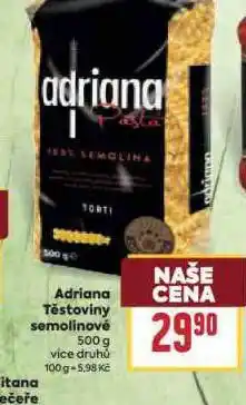 Billa Adriana těstoviny semolinové nabídka