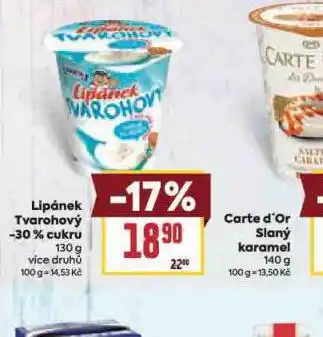 Billa Lipánek tvarohový nabídka