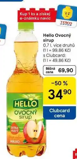 Tesco Hello Ovocný sirup, 0,7 l, více druhů nabídka