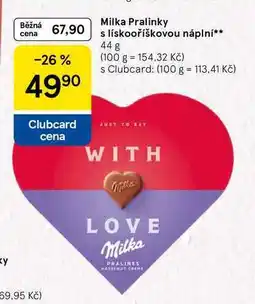 Tesco Milka Pralinky s lískooříškovou náplní, 44 g nabídka