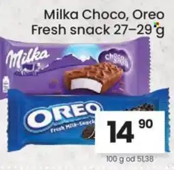 Kubík potraviny Milka Choco, Oreo Fresh snack nabídka