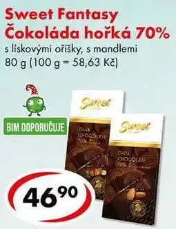 CBA Sweet Fantasy Čokoláda hořká 70%, 80 g nabídka