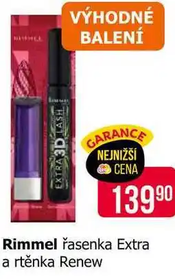 Teta Rimmel řasenka Extra a rtěnka Renew nabídka
