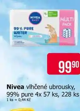 Teta Nivea vlhčené ubrousky, 99% pure 4x 57 ks nabídka
