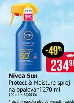 Teta Nivea Sun Protect & Moisture sprej na opalování 270 ml nabídka