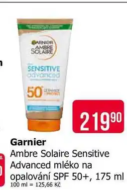 Teta Garnier Ambre Solaire Sensitive Advanced mléko na opalování SPF 50+, 175 ml nabídka