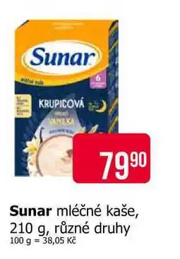 Teta Sunar mléčné kaše, 210 g, různé druhy nabídka