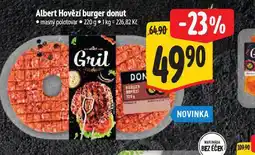 Albert Albert hovězí burger donut nabídka