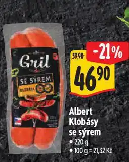 Albert Klobásy se sýrem nabídka