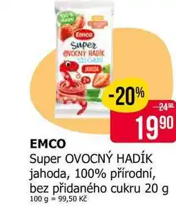 Teta Emco, Super OVOCNÝ HADÍK jahoda, 100% přírodní, bez přidaného cukru 20 g nabídka