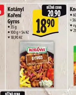 Albert Kotányi koření gyros nabídka