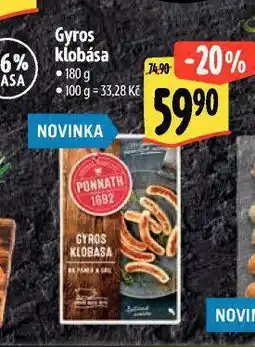 Albert Gyros klobása nabídka