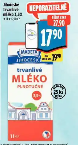 Albert Jihočeské trvanlivé mléko nabídka