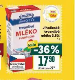 Billa Trvanlivé mléko 3,5% nabídka