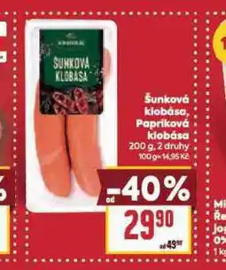 Billa Papriková klobása nabídka