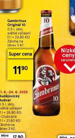 Tesco Pivo gambrinus originál nabídka