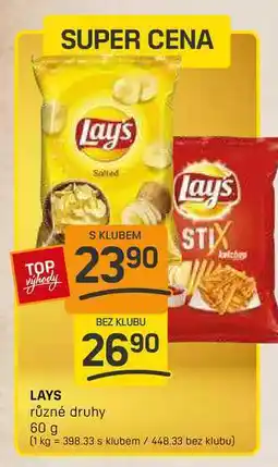 Flop LAYS různé druhy 60 g nabídka
