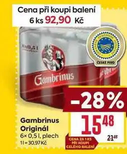 Billa Gambrinus Originál 6x 0,51, plech nabídka