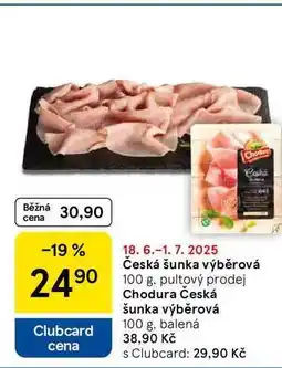 Tesco Česká šunka výběrová, 100 g, balená nabídka