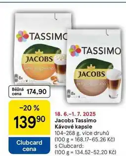 Tesco Jacobs Tassimo Kávové kapsle, 104-268 g, více druhů nabídka