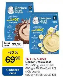 Tesco Gerber Dětská kaše, 200-230 g, více druhů nabídka