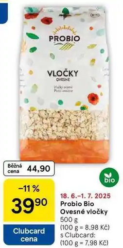 Tesco Probio Bio Ovesné vločky, 500 g nabídka