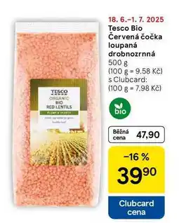 Tesco Tesco Bio Červená čočka loupaná drobnozrnná, 500 g nabídka