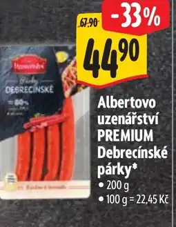 Albert Albertovo uzenářství PREMIUM Debrecínské párky nabídka