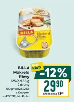Billa BILLA Makrela filety nabídka