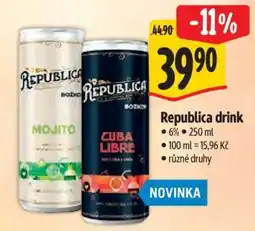 Albert Republica drink nabídka