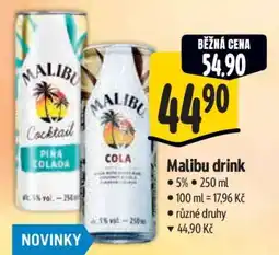 Albert Malibu drink nabídka