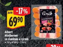 Albert Albert Miniberner se slaninou a sýrem nabídka