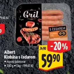 Albert Albert Klobása s čedarem nabídka