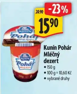 Albert Kunín Pohár mléčný dezert nabídka