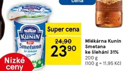 Tesco Mlékárna Kunín Smetana ke šlehání 31% nabídka