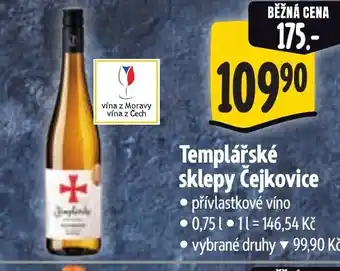 Albert Templářské sklepy Čejkovice nabídka