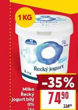 Billa Milko Řecký jogurt bílý 0% 1 kg nabídka