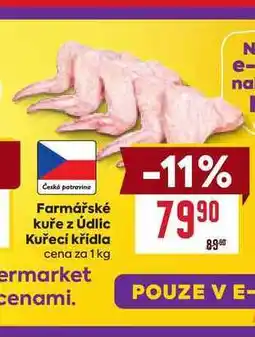 Billa Farmářské kuře z Údlic Kuřecí křídla cena za 1 kg nabídka