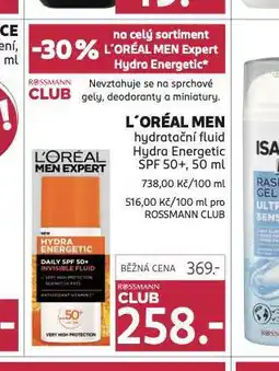 Rossmann Loreal men hydratační fluid nabídka