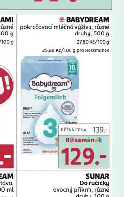 Rossmann Babydream pokračovací mléčná výživa nabídka