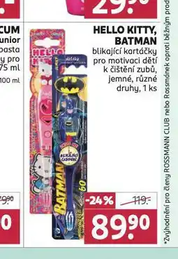 Hello kitty, batman blikací zubní kartáček