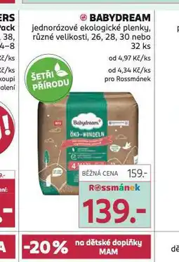 Rossmann Babydream jednorázové ekologické plenky nabídka