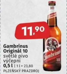 Coop Gambrinus Originál 10 světlé pivo výčepní nabídka