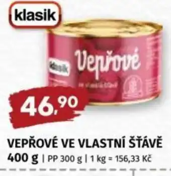 Coop Klasik vepřové ve vlastní šťávě nabídka