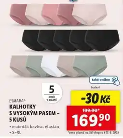 Lidl esmara KALHOTKY S VYSOKÝM PASEM – 5 KUSŮ nabídka