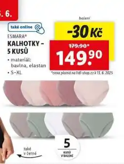 Lidl esmara KALHOTKY 5 KUSŮ nabídka