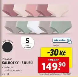 Lidl ESMARA KALHOTKY – 5 KUSŮ nabídka