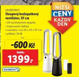 Lidl SILVERCREST Sloupový bezlopatkový ventilátor, 97 cm nabídka