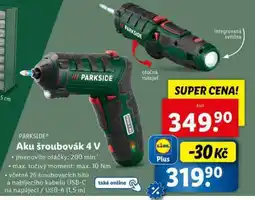Lidl PARKSIDE Aku šroubovák 4 V nabídka