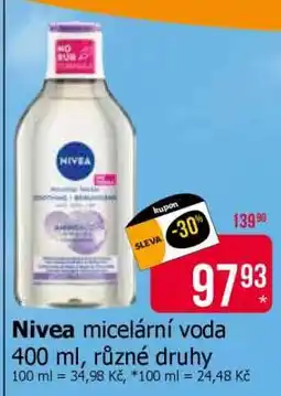 Teta Nivea micelární voda 400 ml, různé druhy nabídka